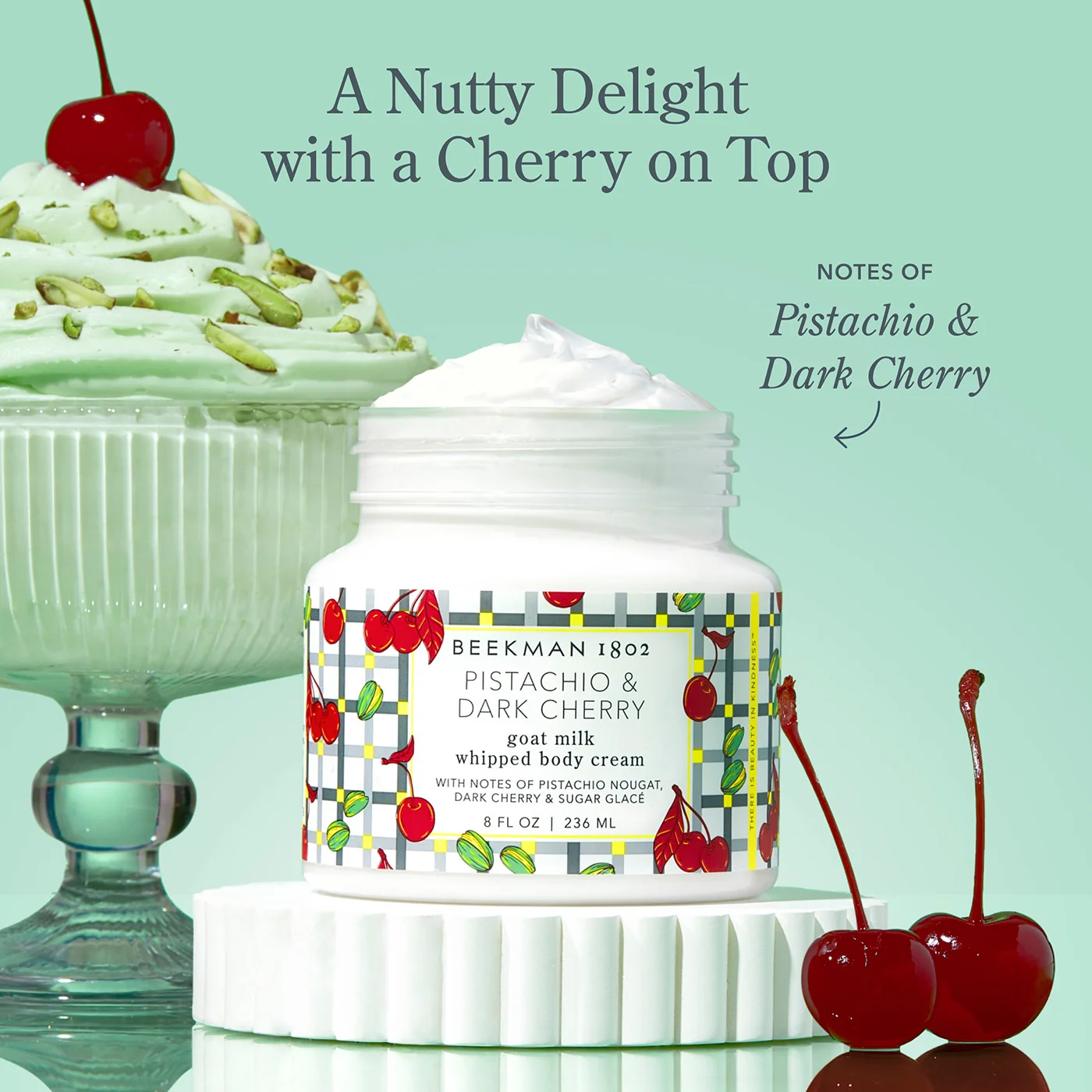 Pistachio & Dark Cherry Whipped Body Cream - Image 2